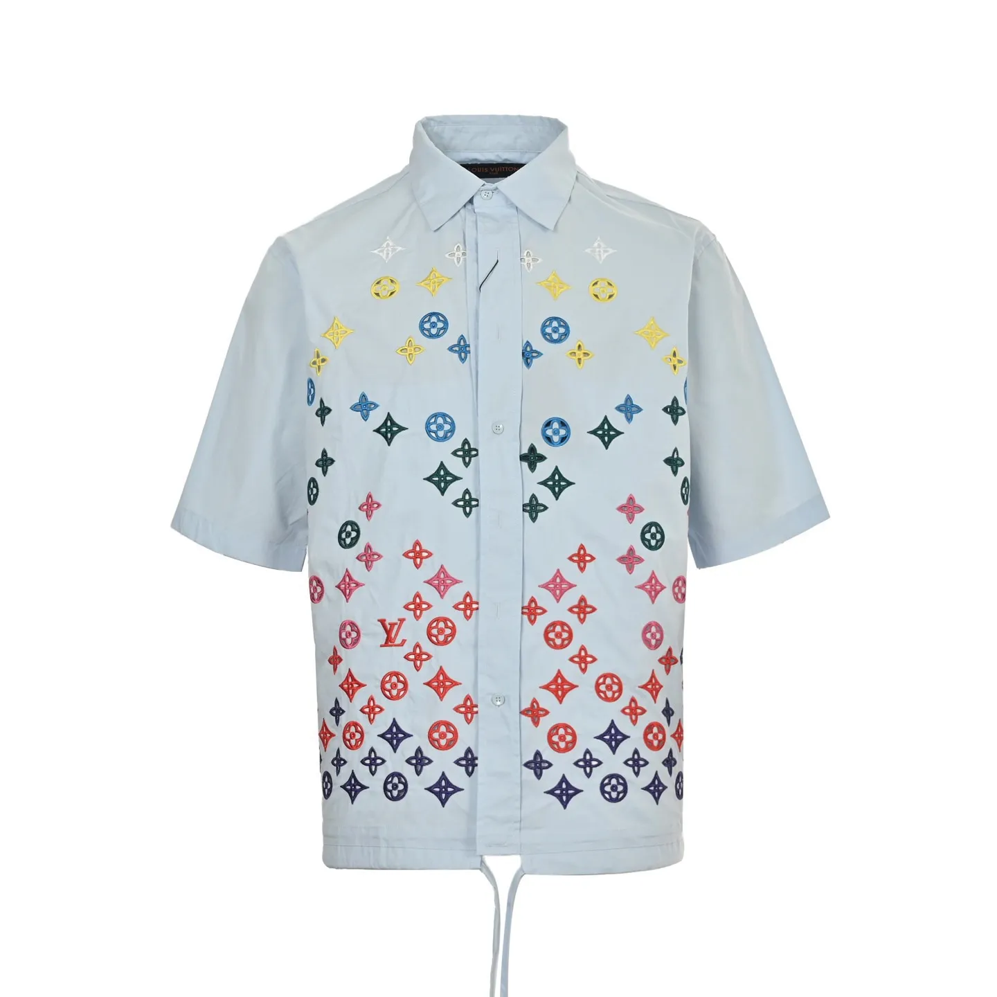 Louis Vuitton/Louis Vuitton 25ss presbyopic embroidered hollow short-sleeved shirt